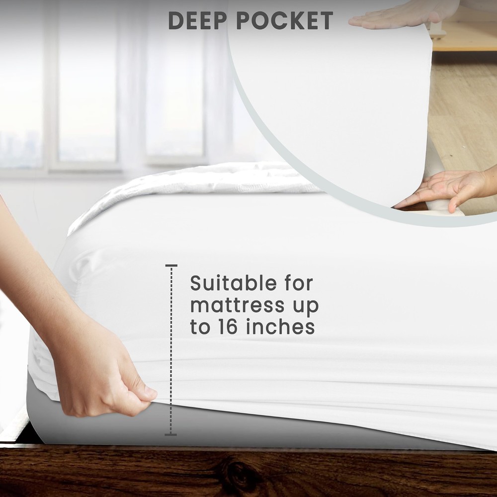 Hotel Quality Bed Sheets Bulk Packs, White Flat Sheets Deep Pocket Fitted Sheet