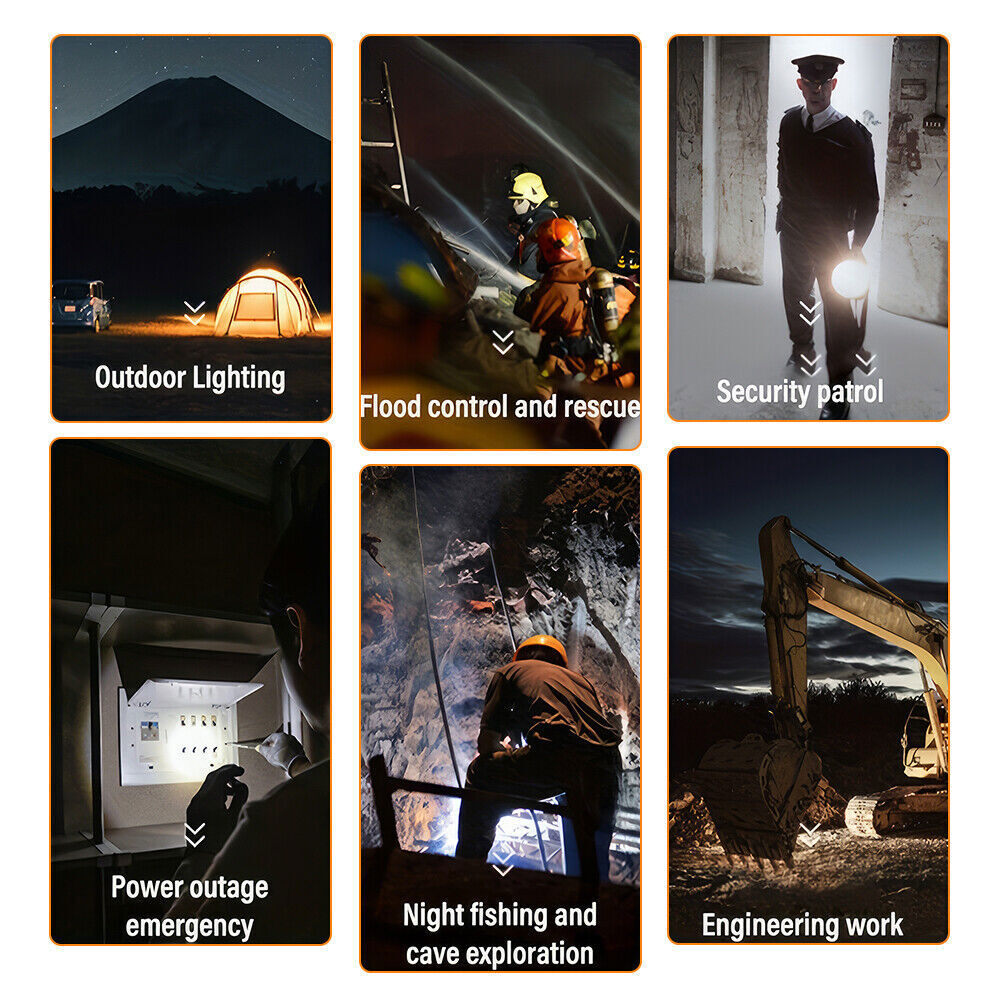 2x 90000000LM Bright Solar/USB Rechargeable LED Spotlight Flashlight Searchlight