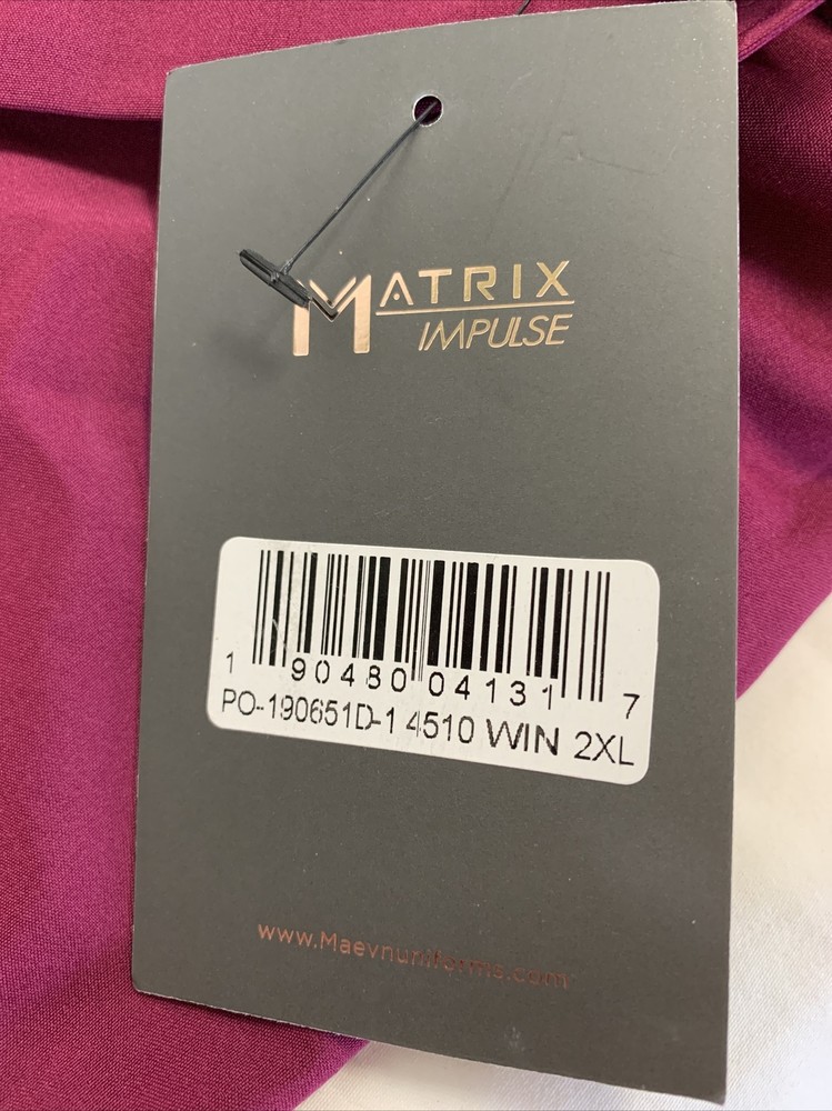 Maevn Matrix Impulse Scrub Top Womens Size 2XL Polyester Blend Wine #4510