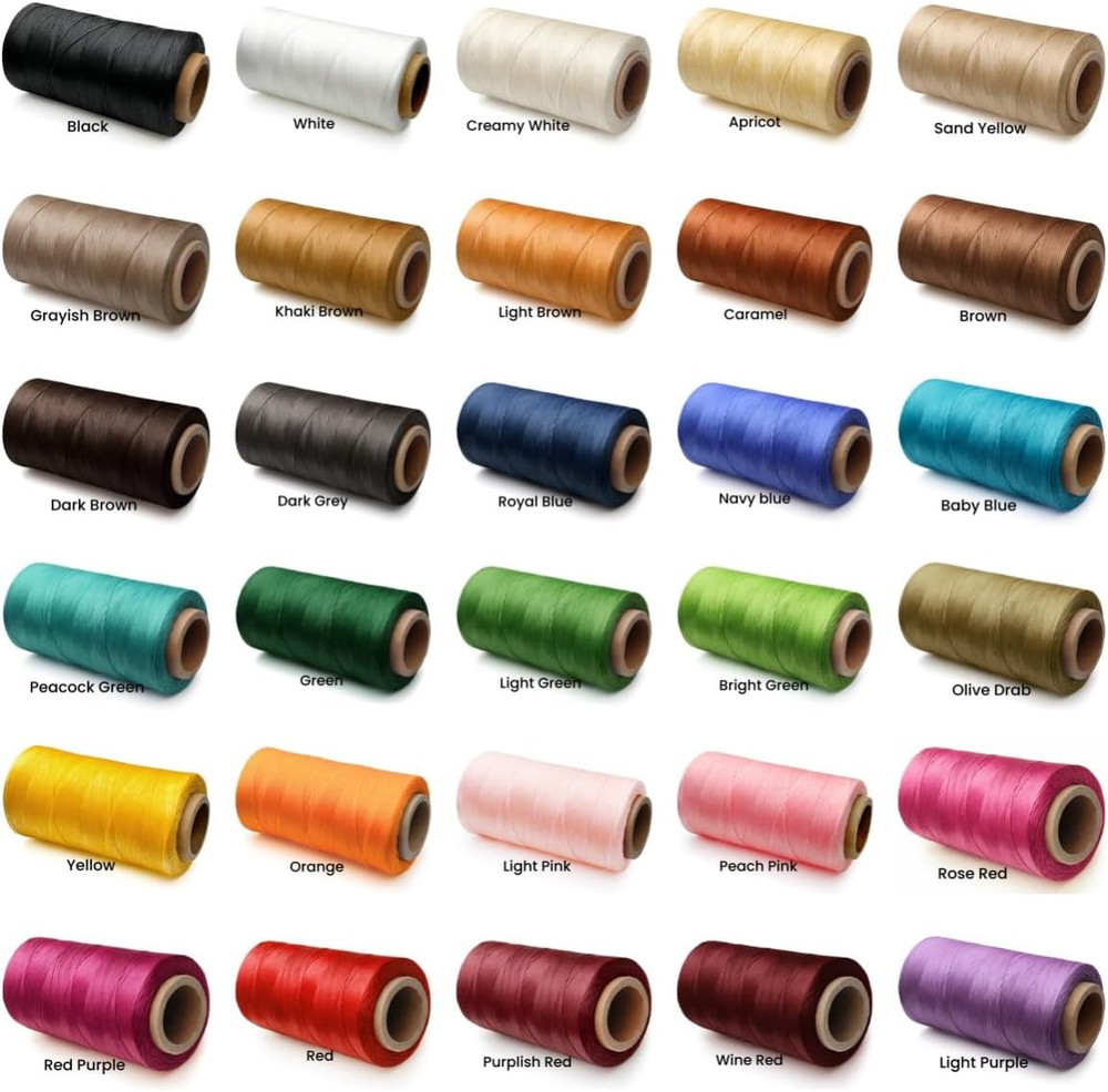 Flat Waxed Thread for Leather Sewing Wax String Polyester Cord Craft Stitching B