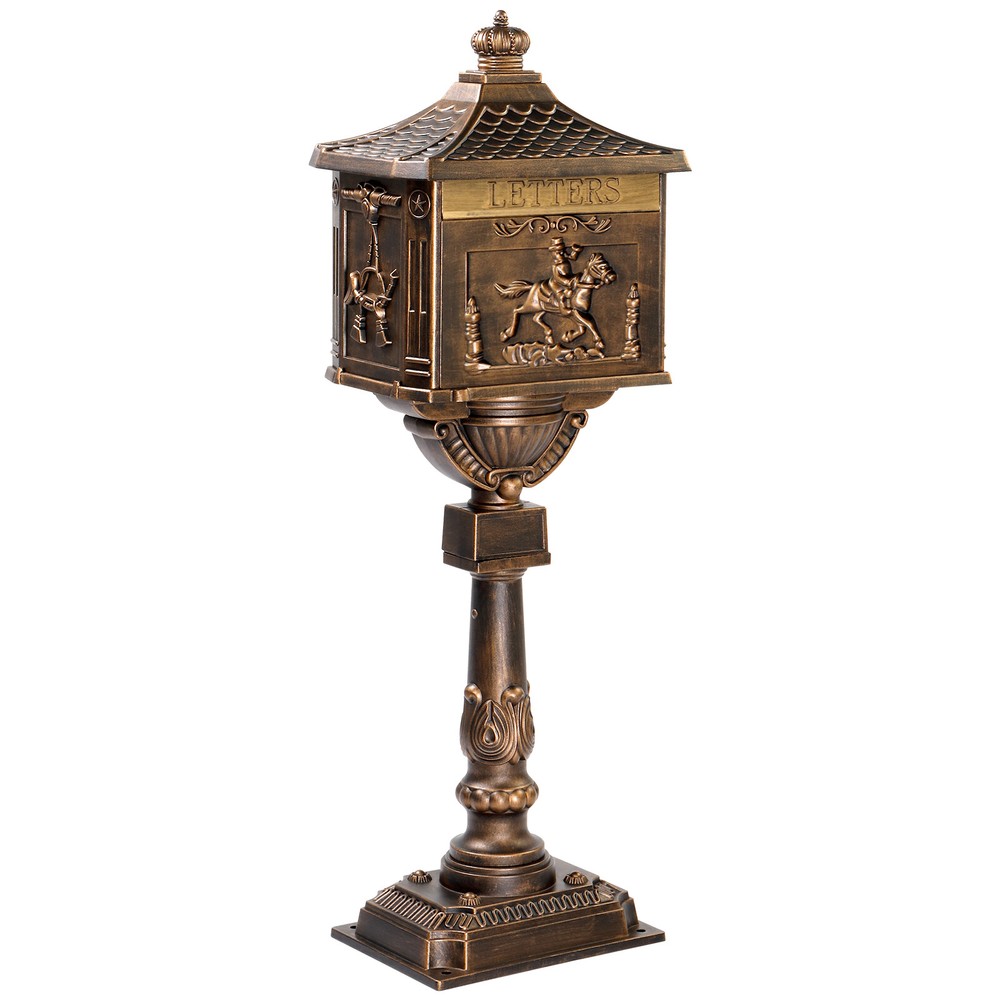 Cast Aluminum Mailbox with Post Postal Box in-Ground Large Security Mailbox