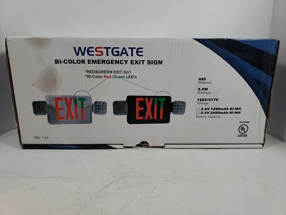 Westgate XTU-CL-RG-EM-RC,LED Emergency Exit Sign, Red/Green,Remote Capability