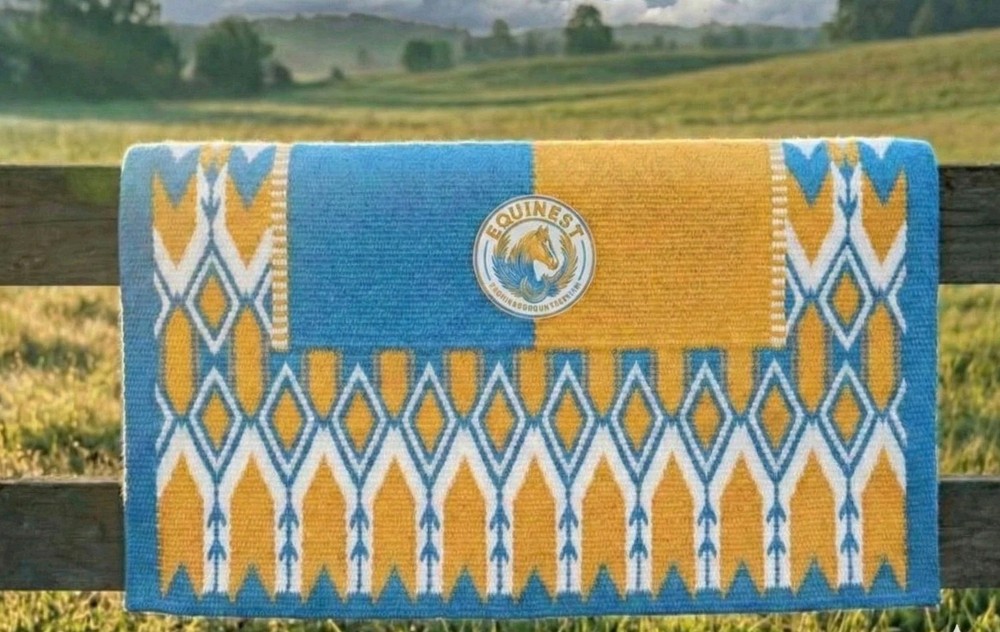 ranch saddle pad western Handmade Yellow Sky Blue White