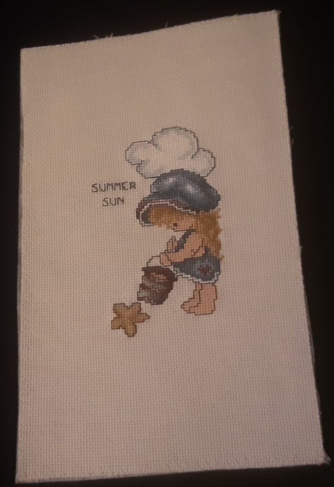 Unframed Finished Cross Stitch Summer Fun