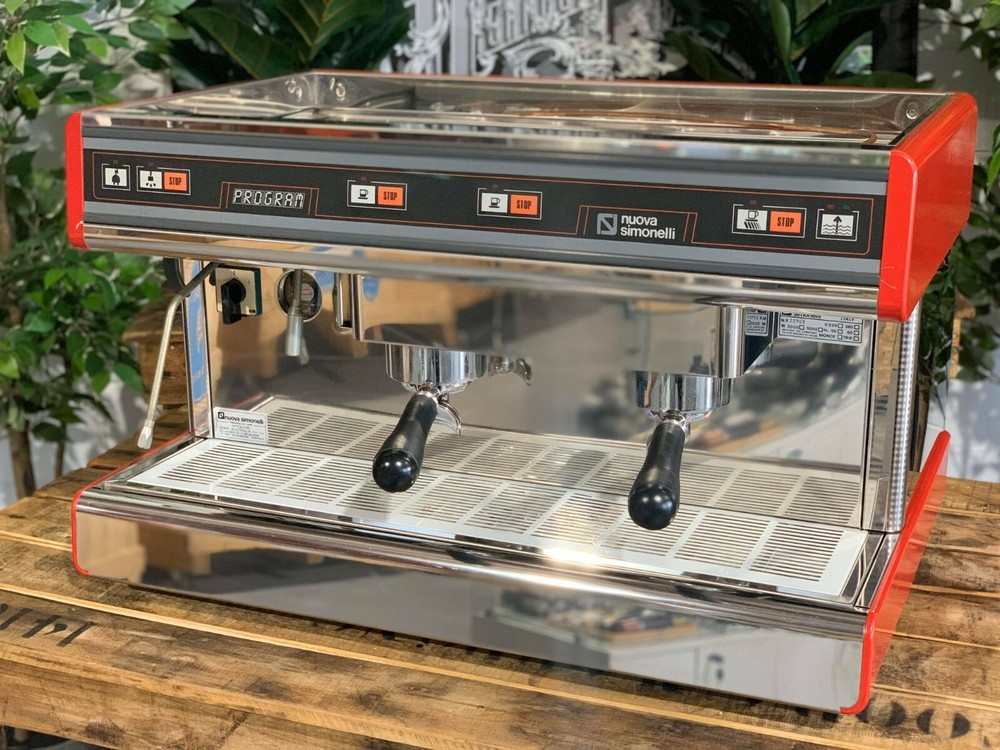 NUOVA SIMONELLI PROGRAM SEMI AUTOMATIC 2 GROUP RED ESPRESSO COFFEE MACHINE CAFE