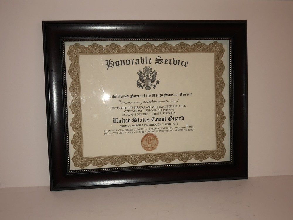 HONORABLE SERVICE~U.S. COAST GUARD - Commemorative Certificate w/Custom Printing
