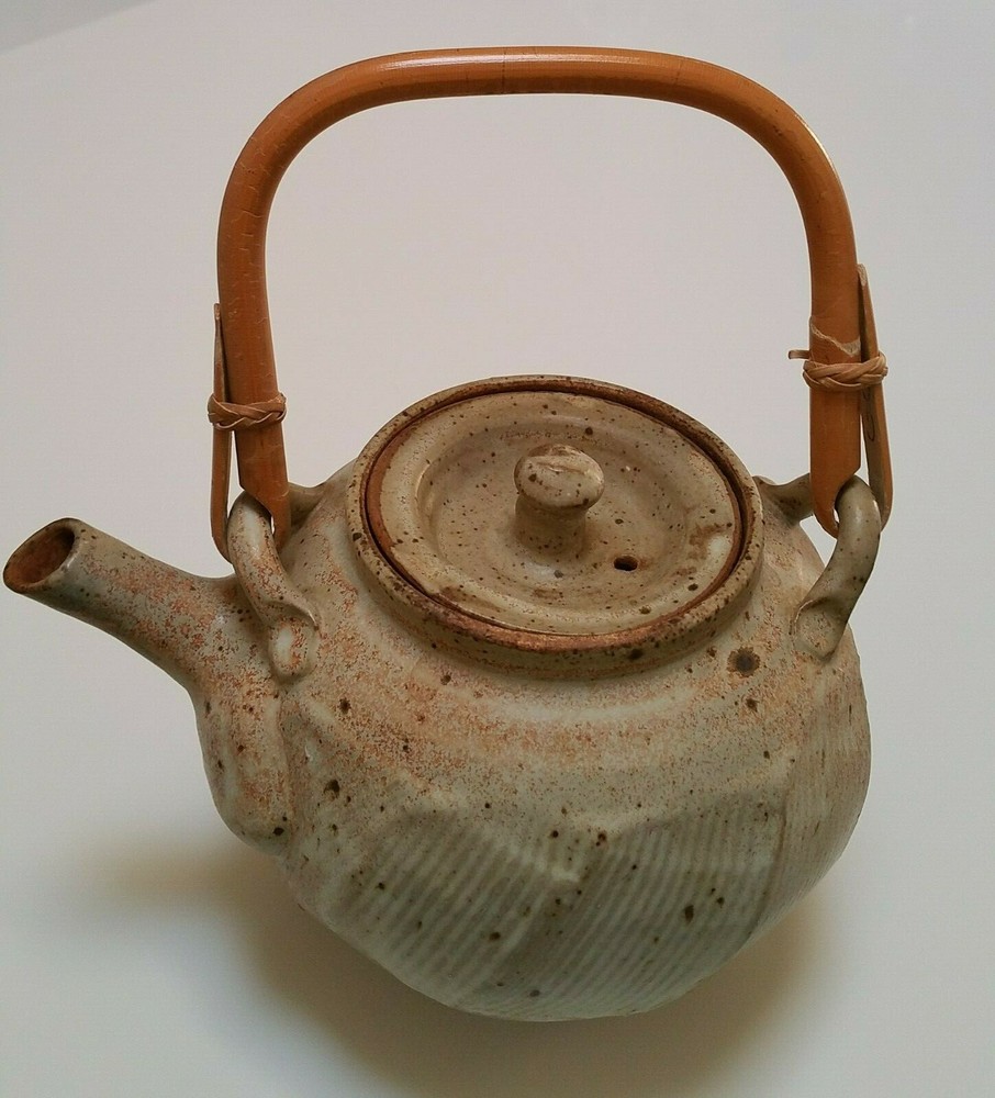 Studio Pottery Teapot with Bamboo Handle