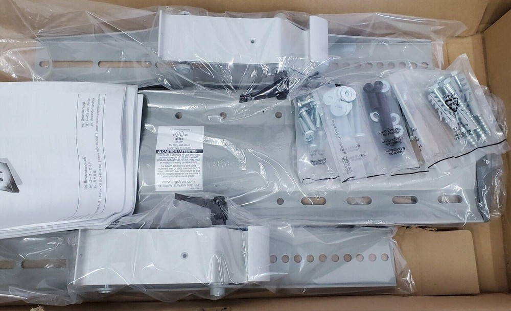 Ergotron TV Wall Mount for Flat Panel Display Silver 32" Screen Support 175 lbs