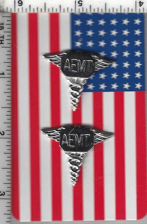 AEMT on a Caduceus  Collar Brass - Silver