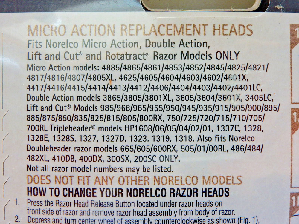 Philips Norelco HQ4 plus Micro Action Replacement Heads 3 Pack