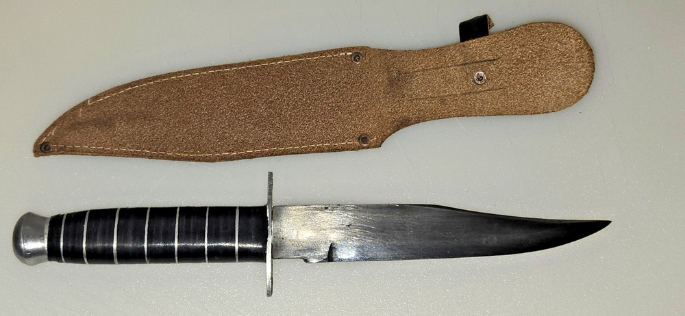 Vintage Fixed Blade Sheriffs Knife Japan with Sheath