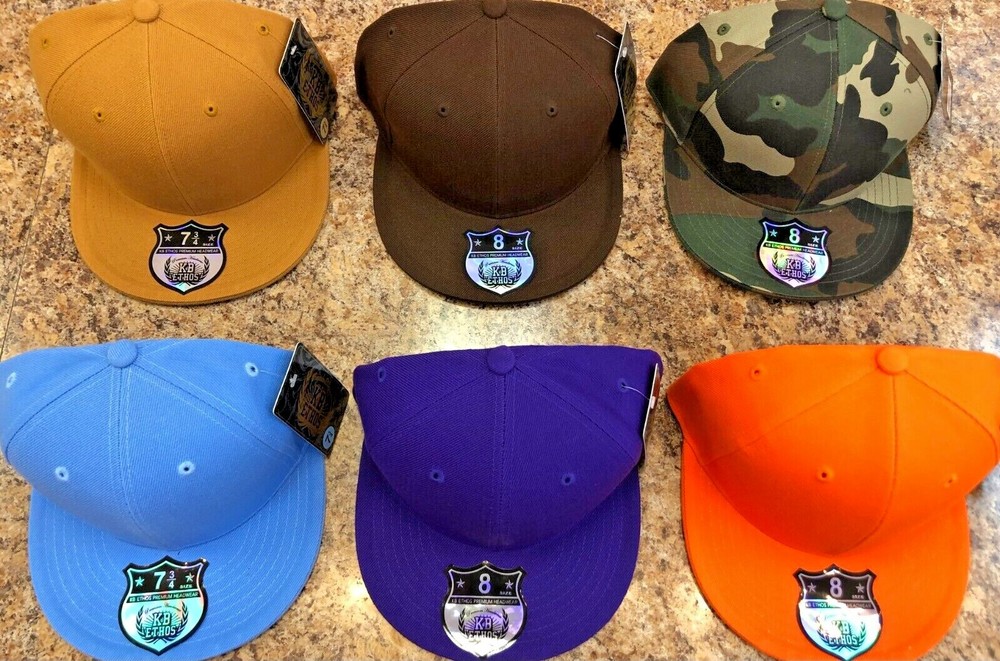 Original Plain Fitted Caps Flat Bill Hats [[ KB ]] Solid Colors ( New Item )