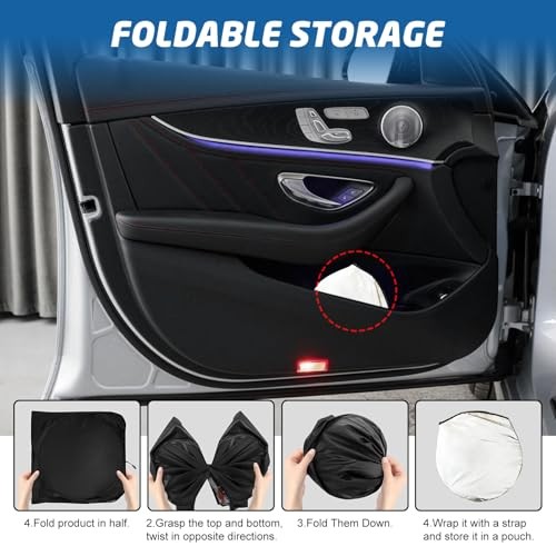 Car Windshield Sun Shade, Reflective Windshield Sunshade with Storage Pouch