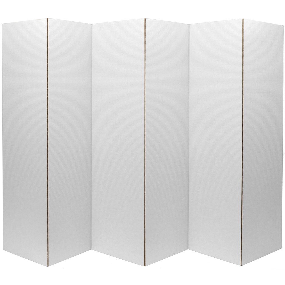 6 ft. Tall White Temporary Cardboard Folding Screen - 6 Panel