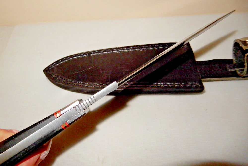 MASSIVE D2 Force 11 1/2" Dagger with Leather Sheath NEVER USED - DISPLAYED ONLY