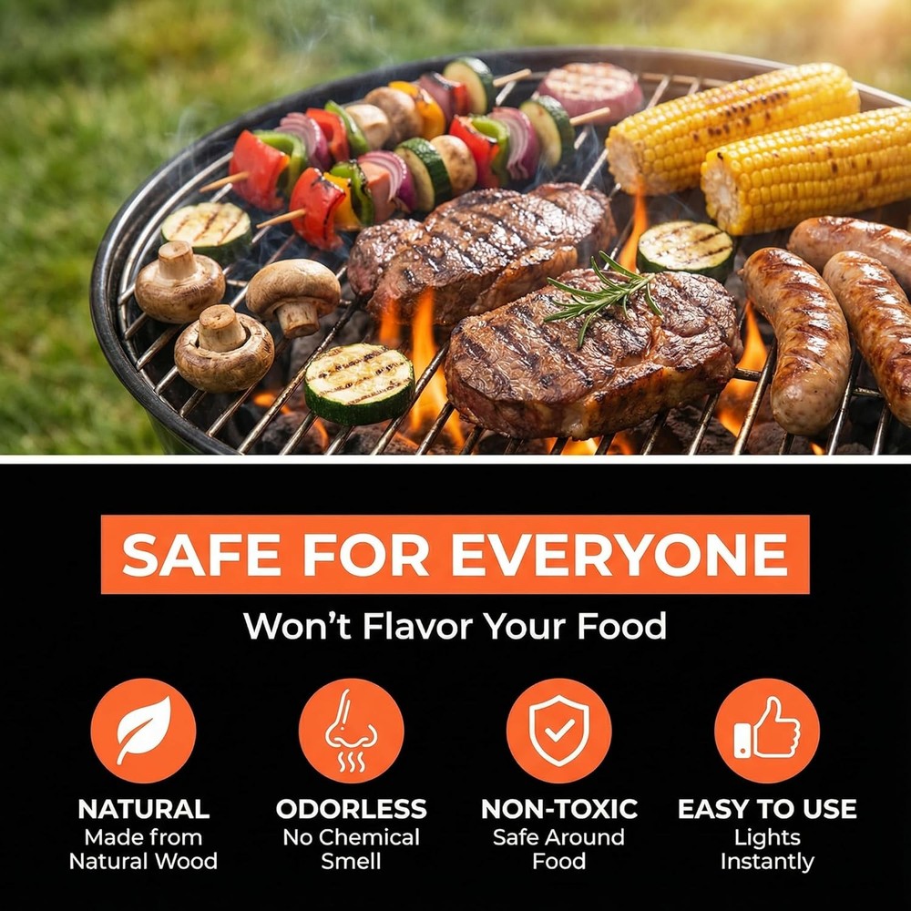 Natural Fire Starter Sticks: Quick Start Fire Starters for Grills Campfires Indo