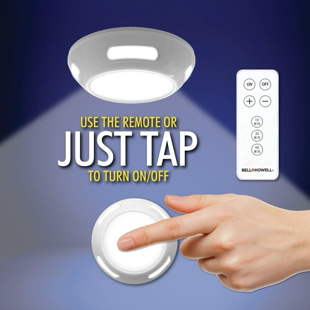 Bell And Howell Bionic Puck Lights 3 Pack LED W Remote Control wireless timer