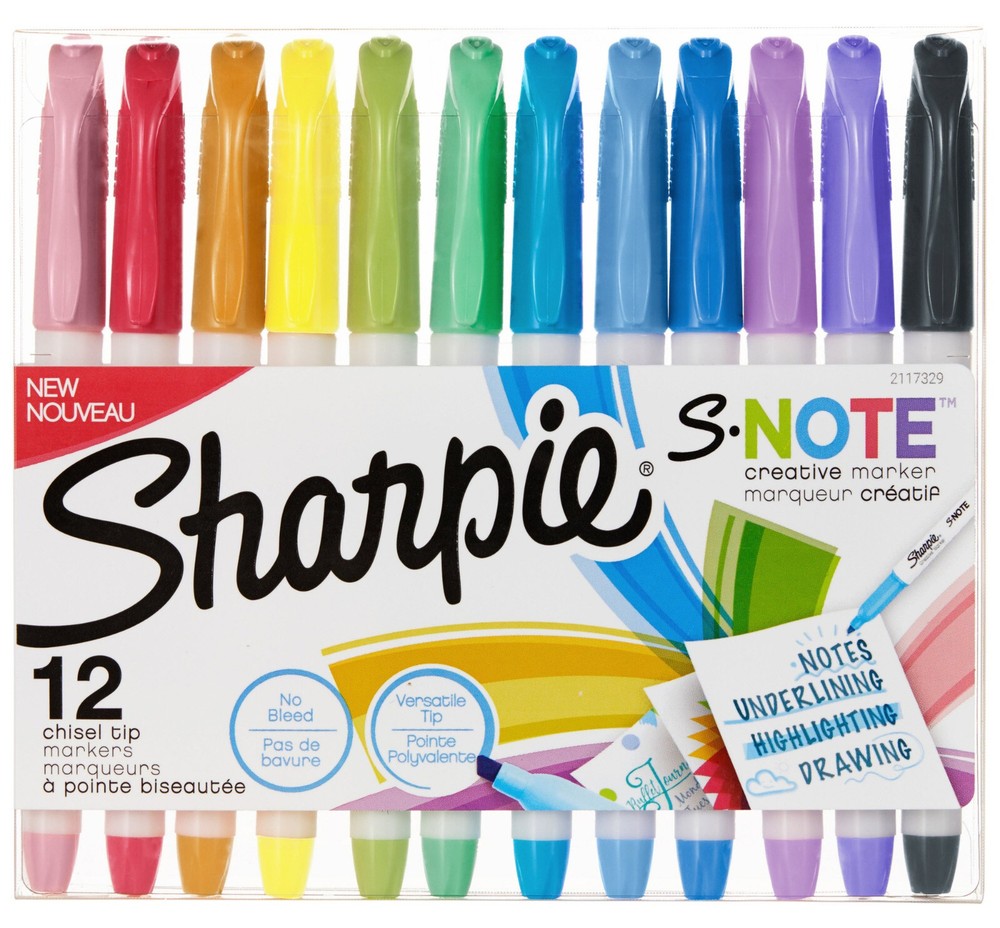 Sharpie S-Note Creative Marker, Chisel Tip, Assorted, Dozen