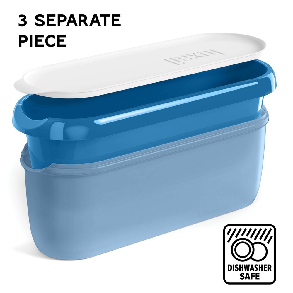 ICE CREAM STORAGE CONTAINER, BPA FREE, 1.5 QUART, DISHWASHER SAFE STACKABLE BLUE