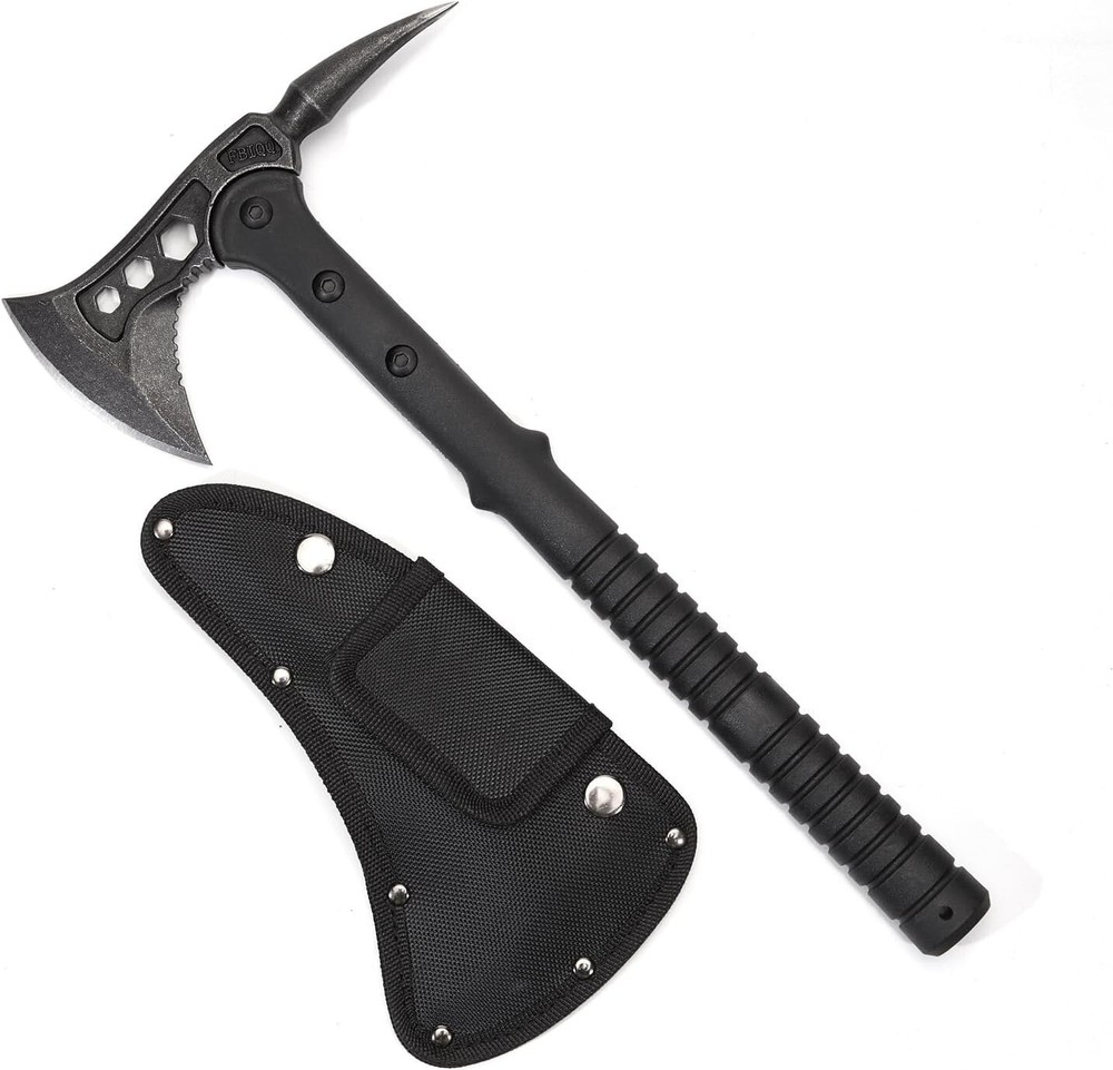15" Black Stonewashed Tomahawk Throwing Axe Battle Hatchet Survival Fixed Blade