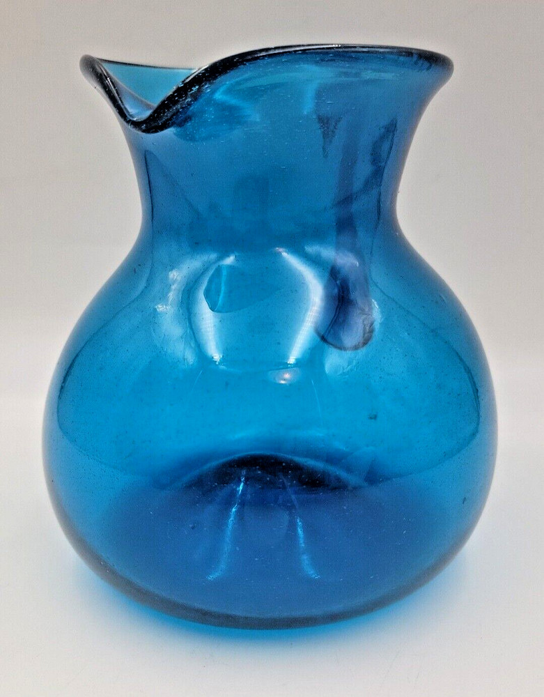 Cobalt Blue Hand Blown Glass Pitcher