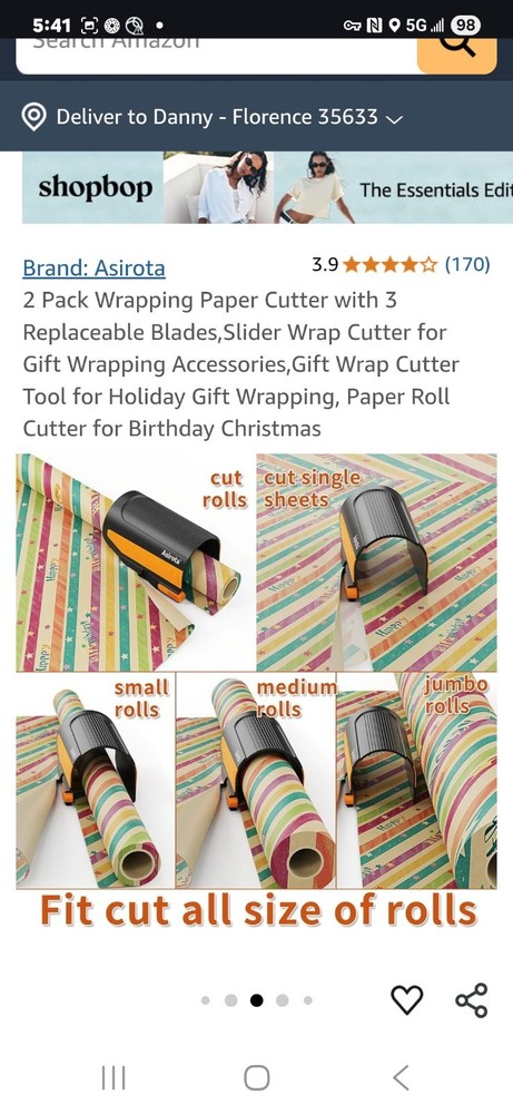 Wrapping Paper Cutter - 2 Pack - With 3 Replacement Blades.