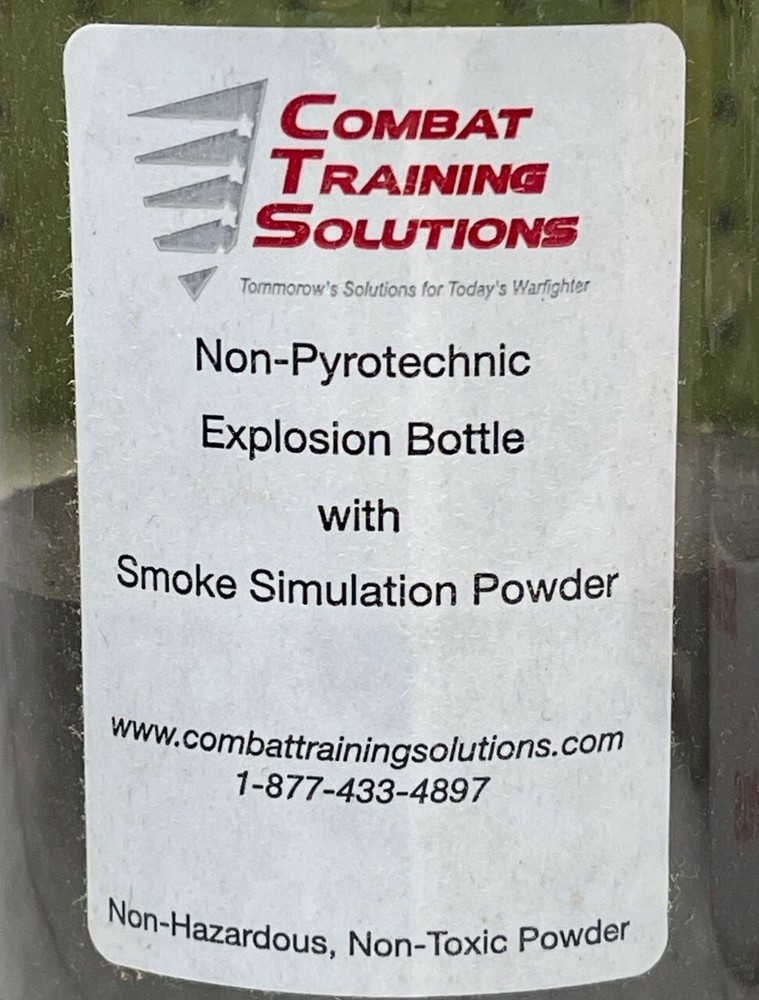 COMBAT TRAINING SOLUTIONS NON-PYROTECHNIC EXPLOSION BOTTLE w/SMOKE POWDER GREY