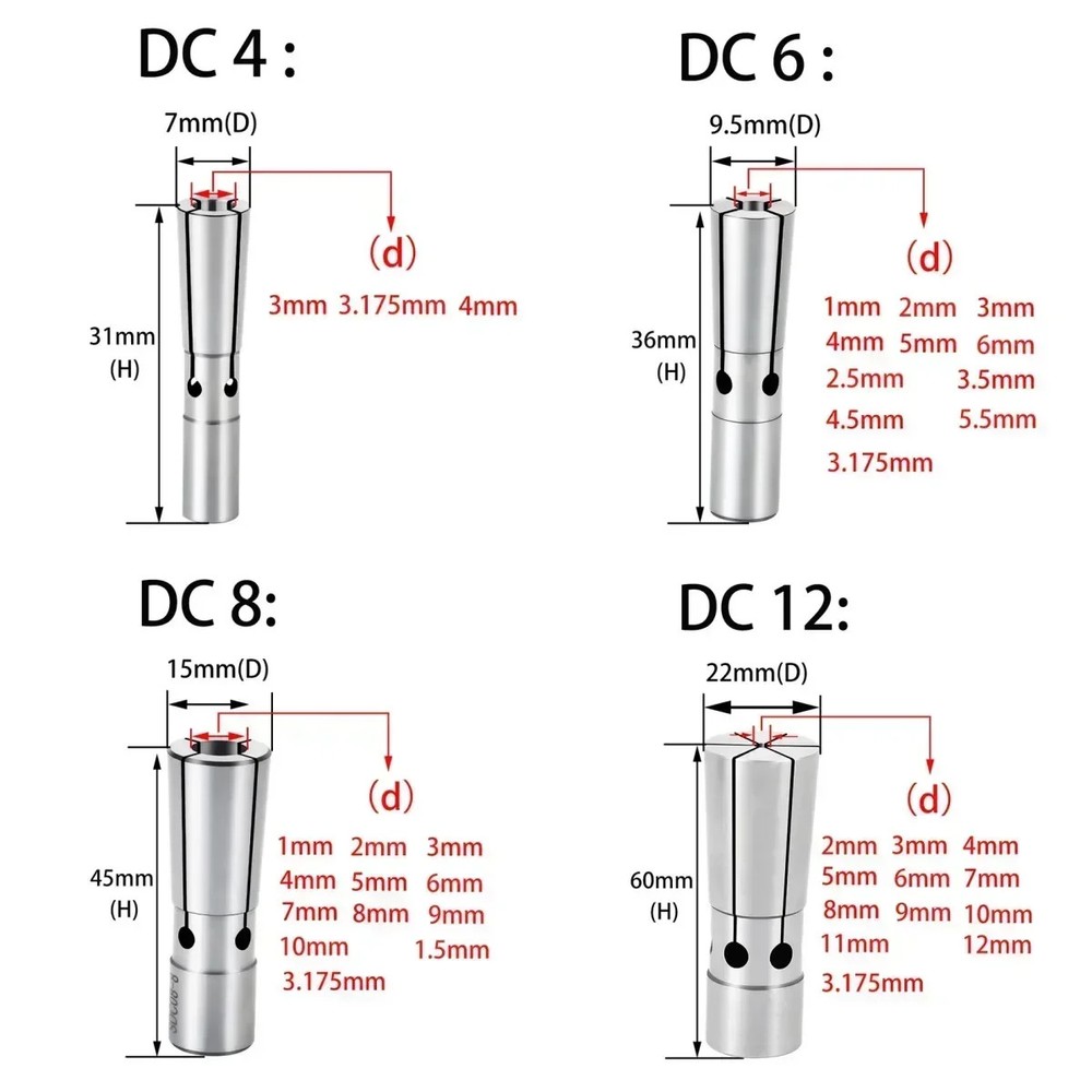 DC4 DC6 DC8 DC12 SDC6 SDC8 SDC12 Spring Clamp Set Collet Chuck Collet Pull Back