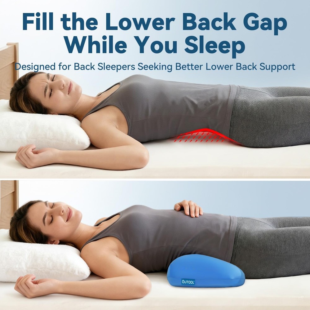 Adjustable Height Lumbar Support Pillow for Sleeping, Standard, Blue