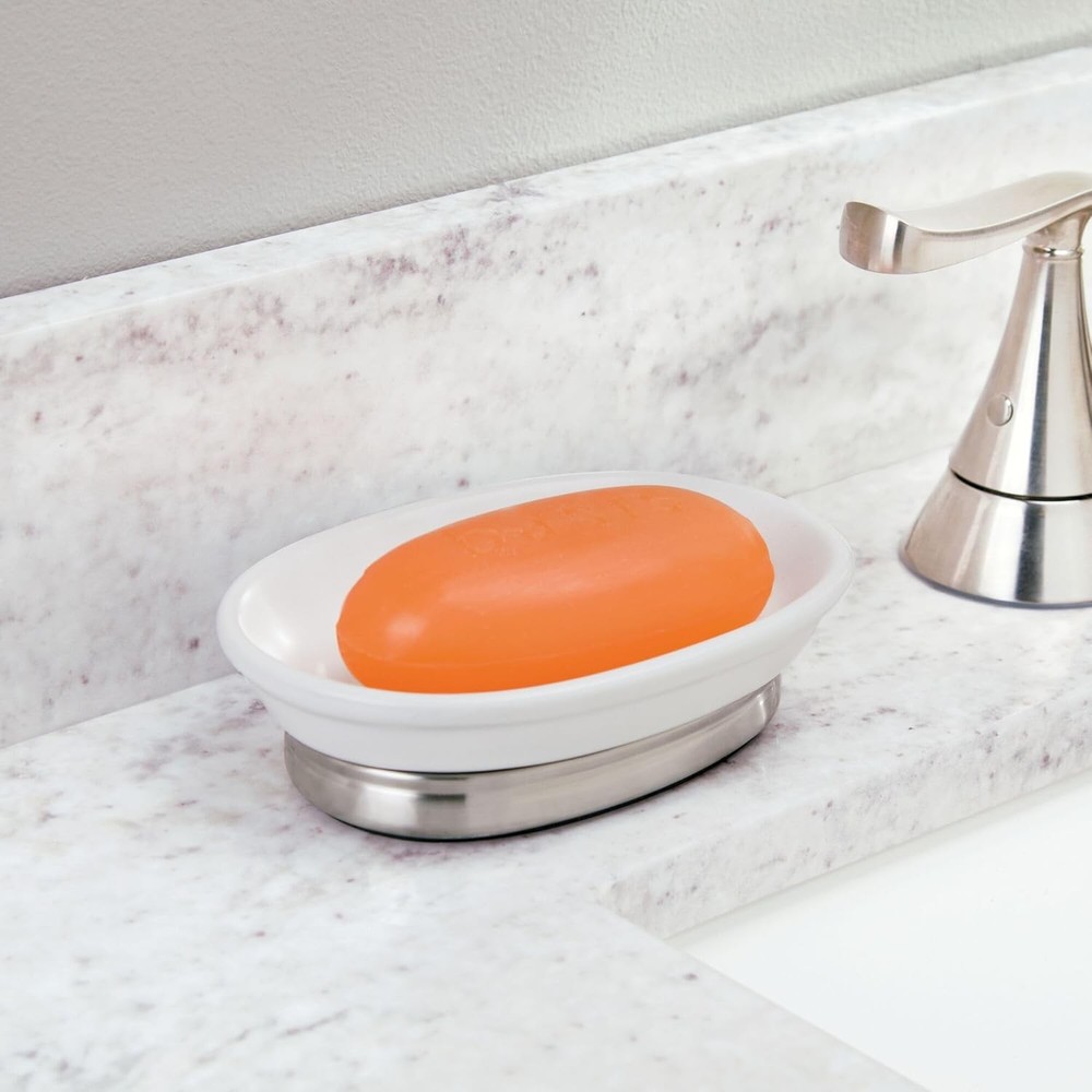 iDesign Soap Dish Bar Soap – York Collection – White