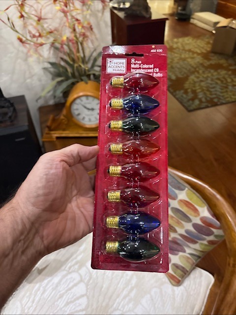 Home Accents 8 Pack Multi Colored Incandescent C9 Replacement Bulbs New