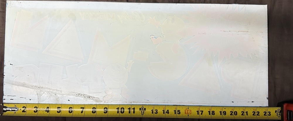 Original Bally/Midway “PAC-MAN PLUS” MARQUEE HEADER OVERLAY