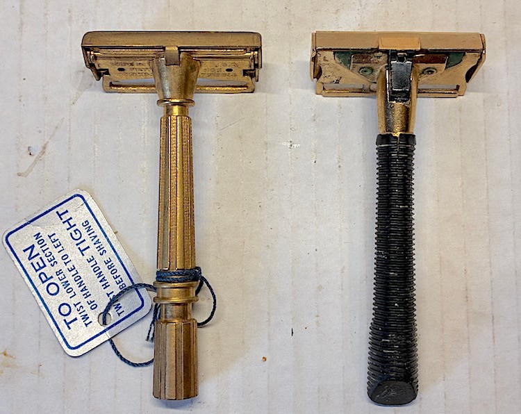 2 Gillette GEM Razors Micromatic in Box with Tags and Push Button Plastic Handle