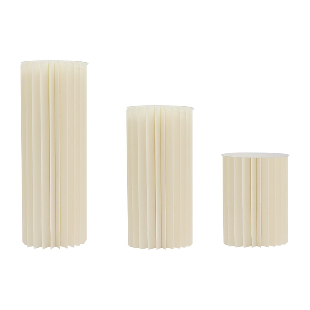 3pcs White Foldable Cardboard Centerpiece Display Flowers Stand Columns Display
