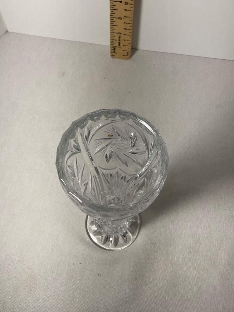 Pinwheel crystal 8" bud vase Decorative etching