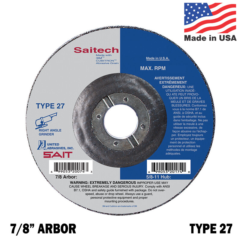 Saitech Ultimate Performance Ceramic Abrasive 4-1/2 Grinding Wheel Type 27 QTY25