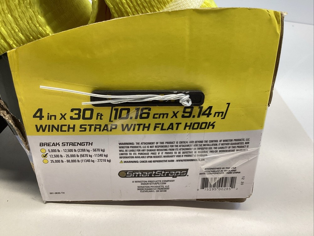SmartStraps 4 in x 30 ft 5000 lbs Working Load Limit Winch Strap 2 Pack