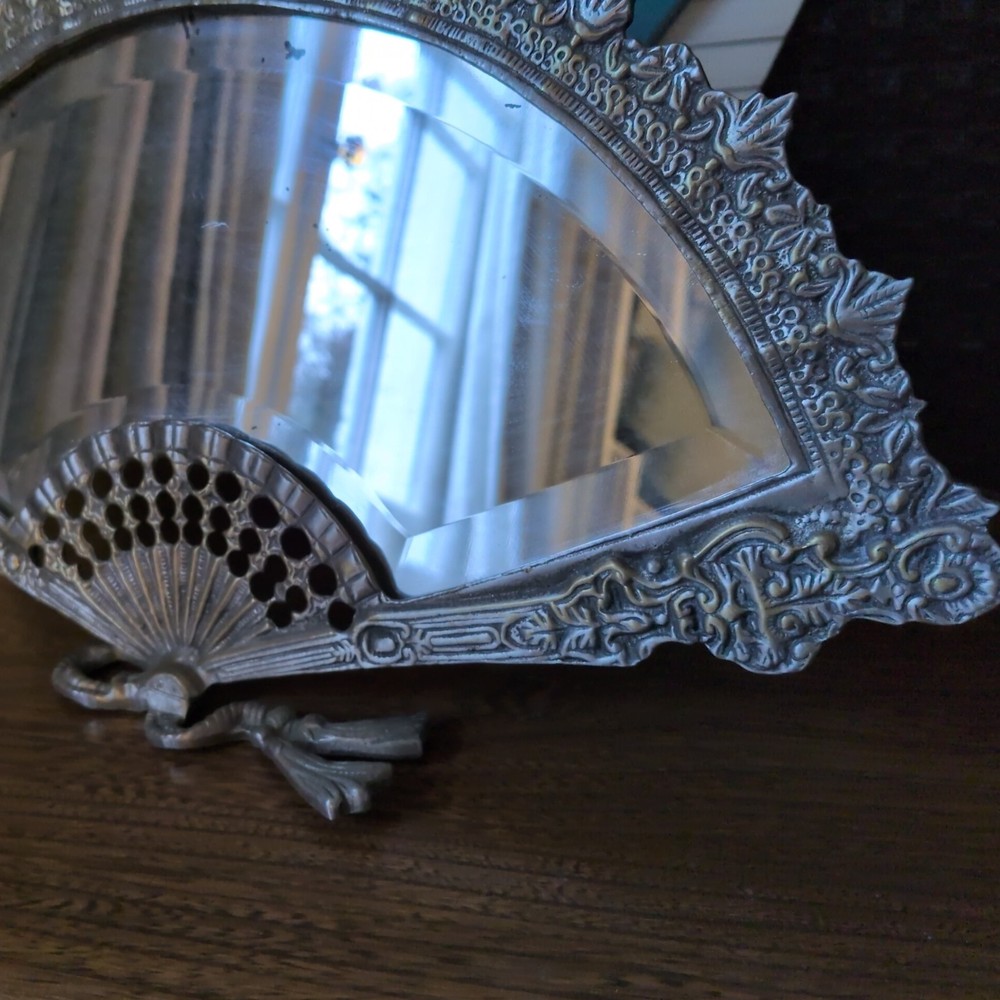 Vintage Brass Fan Mirror