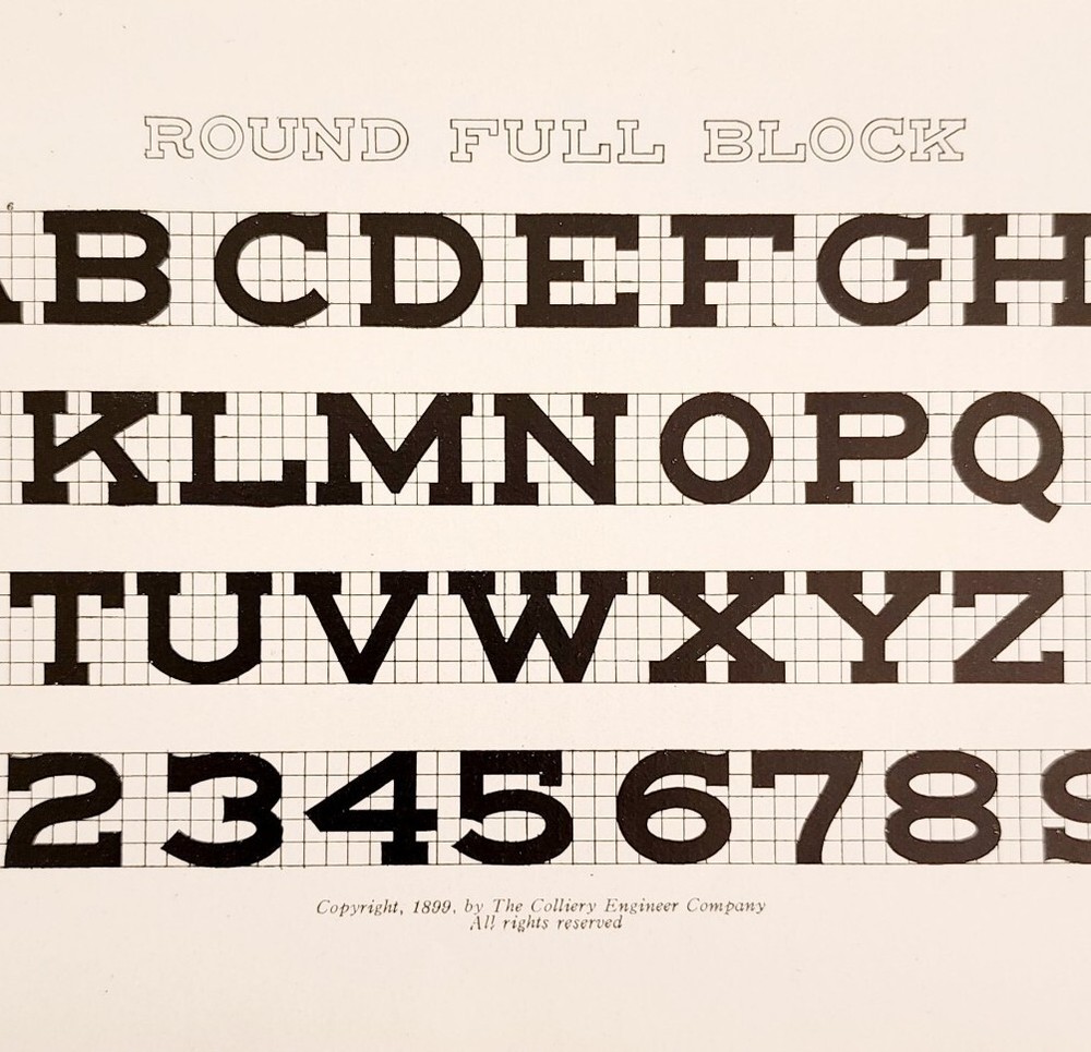 Round Full Block Font Example 1899 Victorian Crafts Drawing Ephemera DWKK19