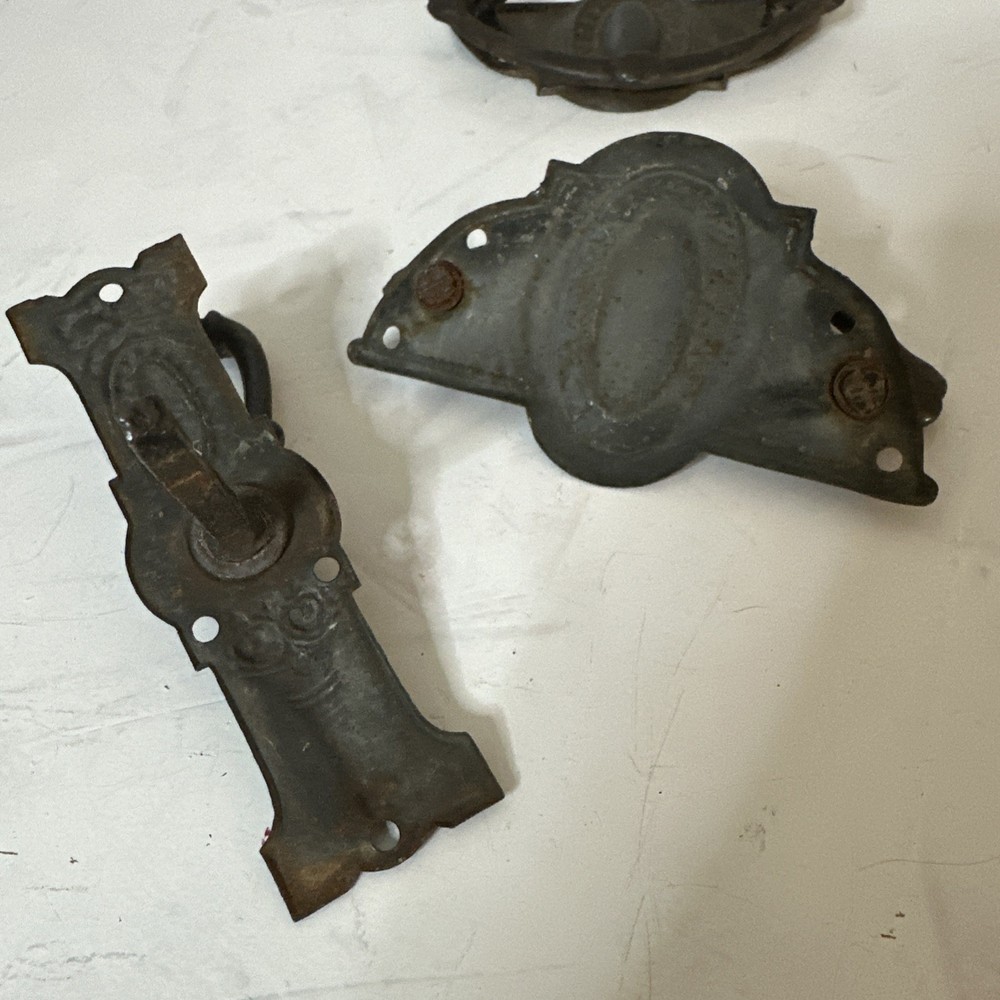 Set of 3 ANTIQUE Drawer Pulls Cast Drop Handles