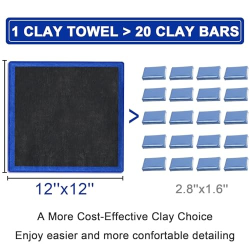 Clay Towel Auto Detailing 1 Pack, Fine Grade Microfiber Chamois 4 Pack Red