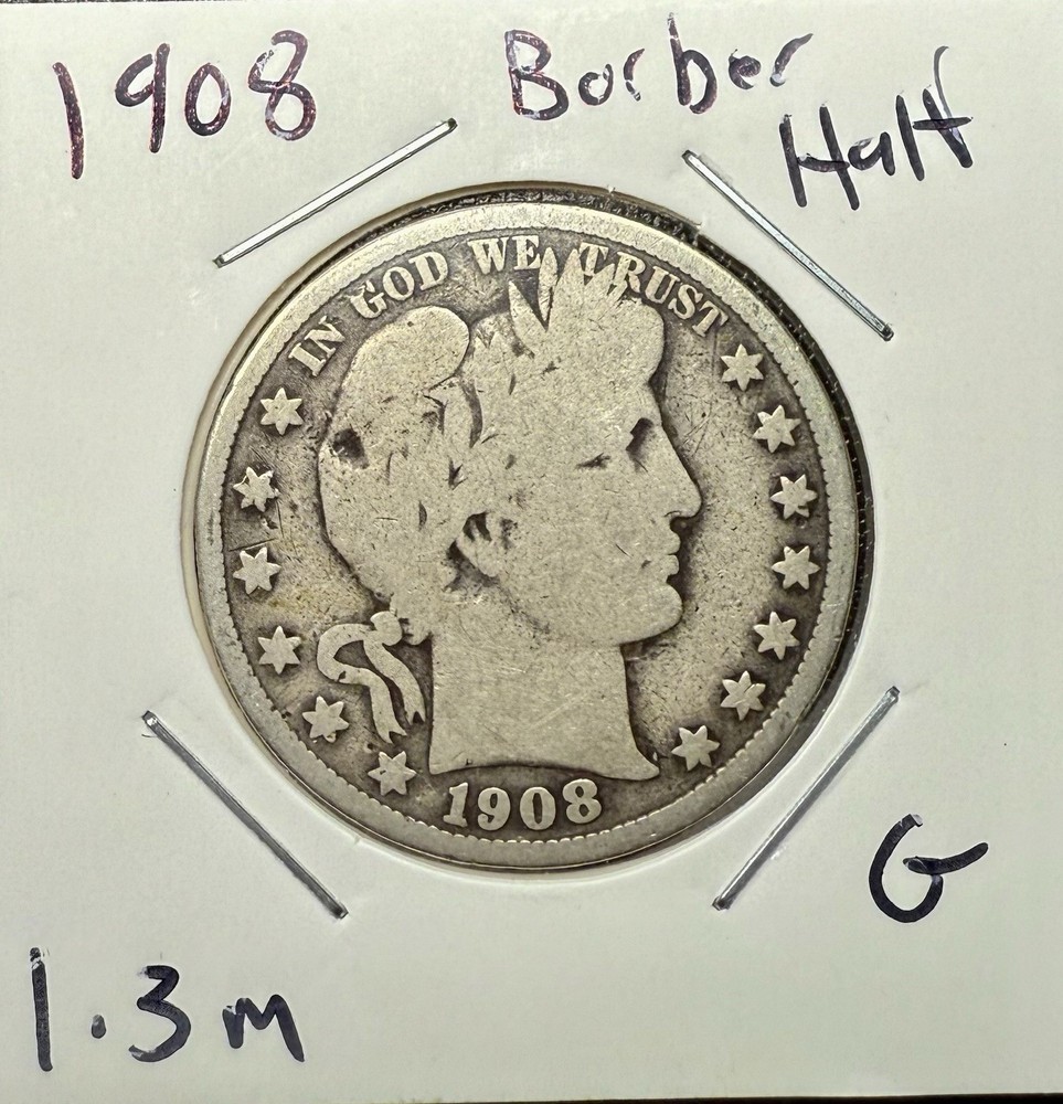 1908 Barber Half Dollar Circulated US Silver