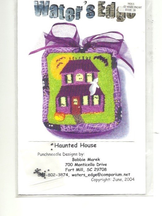 Water's Edge "Haunted House" Punchneedle Embroidery Pattern w/Fabric/Beads