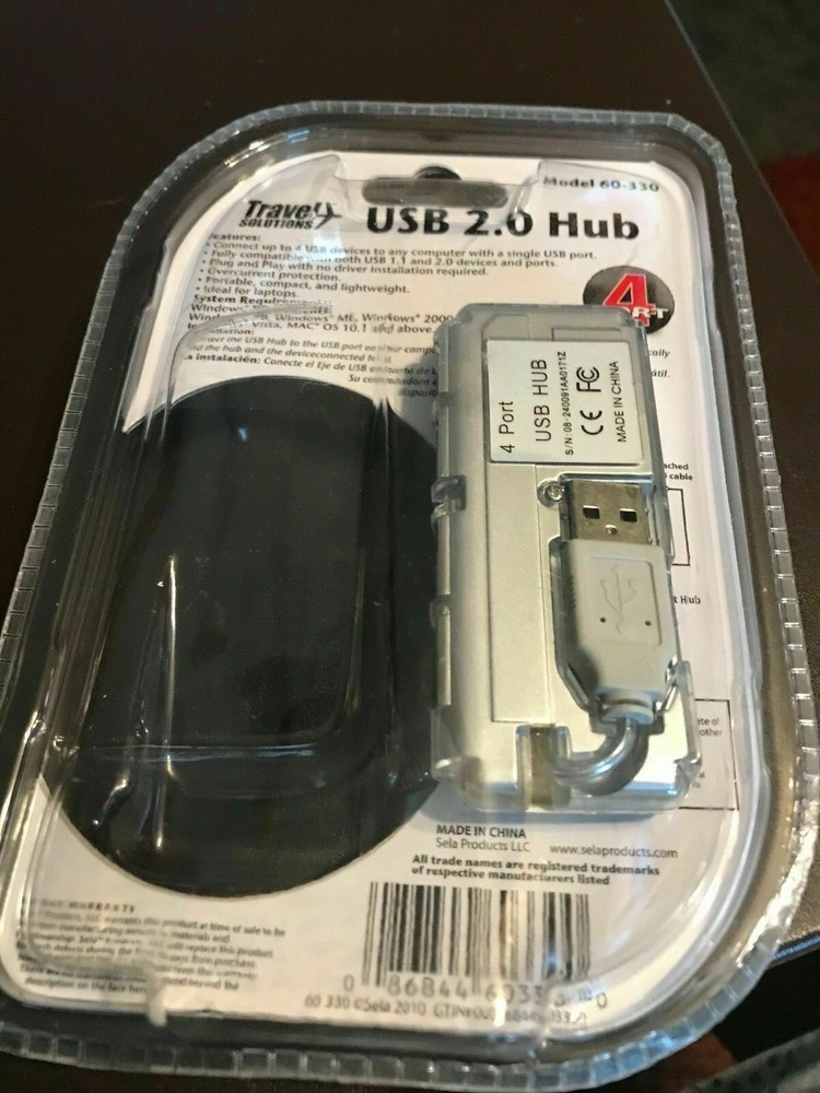 Travel Solutions - USB 2.0 Slim Hub - 4 Port - Powered by Computer -