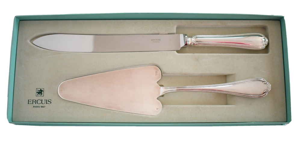 ERCUIS France *SULLY* SILVER PLATED 2 Piece Cake KNIFE & SERVER WEDDING SET
