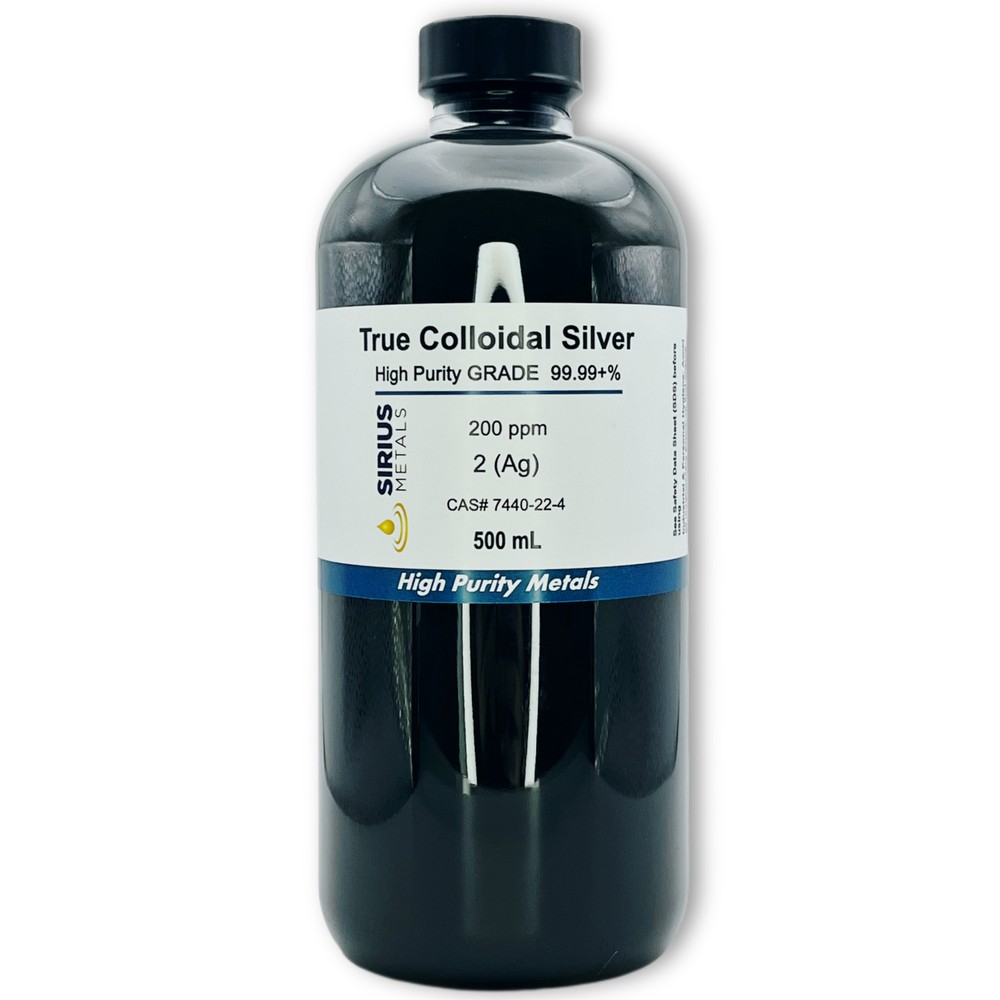 True Colloidal Silver NanoParticles (AgNPs): 200 ppm - 500 mL in Plastic