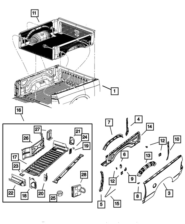 Genuine Mopar Box Side Extension Right 68032250aa