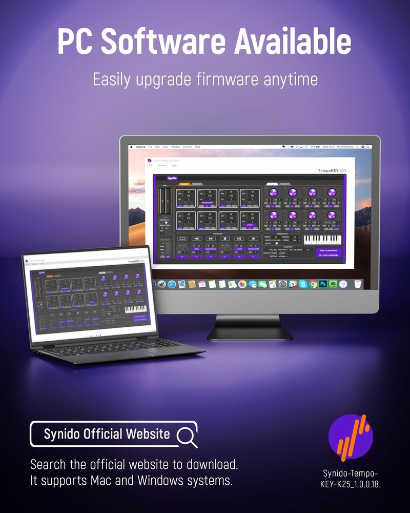 Synido 25 Key USB MIDI Keyboard Controller with Drum Pads, Professional Mini ...