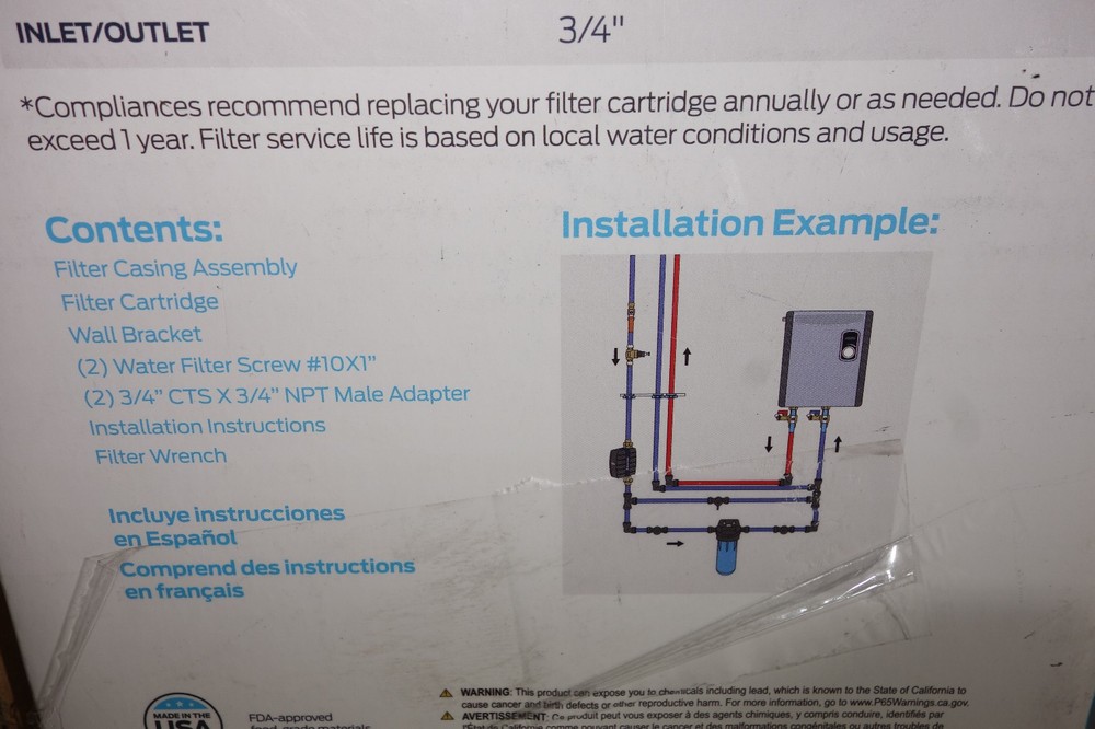 SharkBite Whole House Water Filteration System Prevent Scale Sediment 3/4" Conne
