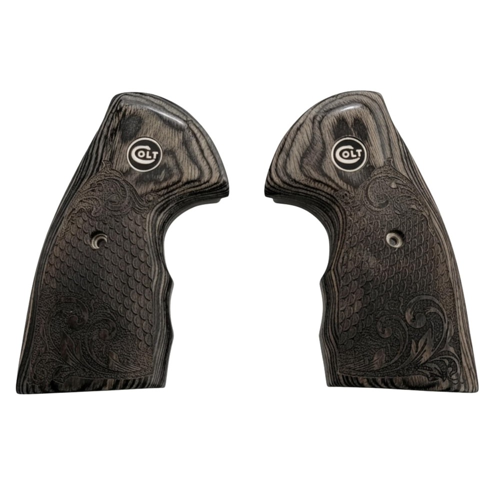 Colt Python Grips Black Rosewood Scroll & Scales Black Colt Medallion